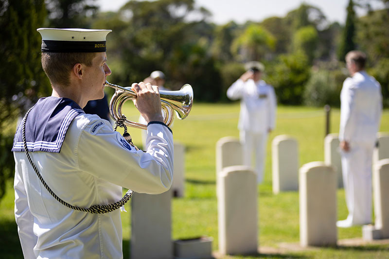 Defence Australia - Able Seaman Musician Phillip Eden sounds the Last Post.