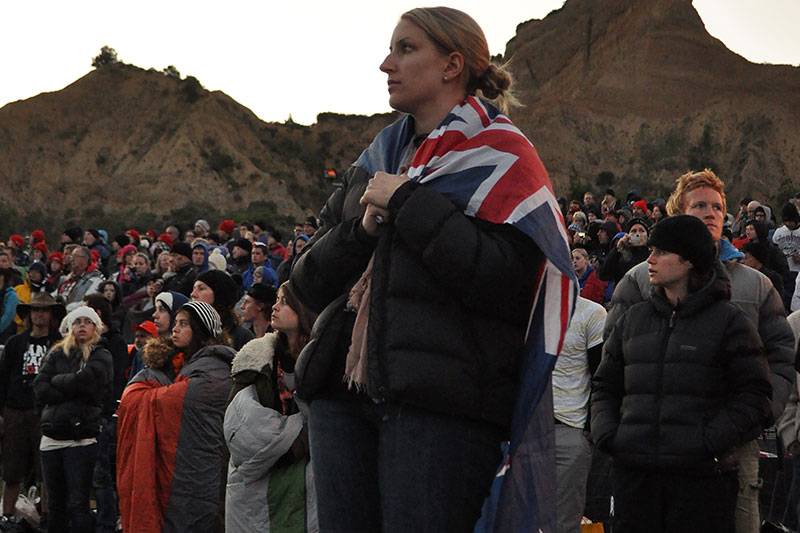 Girl wearing Australian flag in Gallipoli on ANZAC Day 