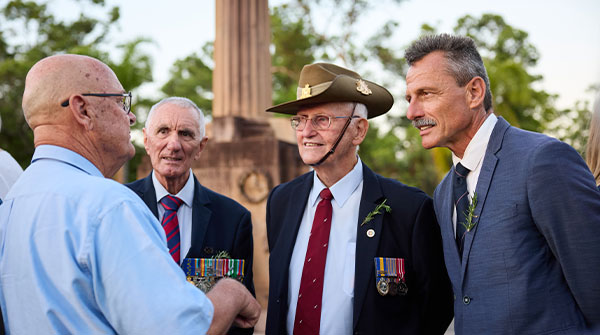 Veterans talking at an ANZAC Day service